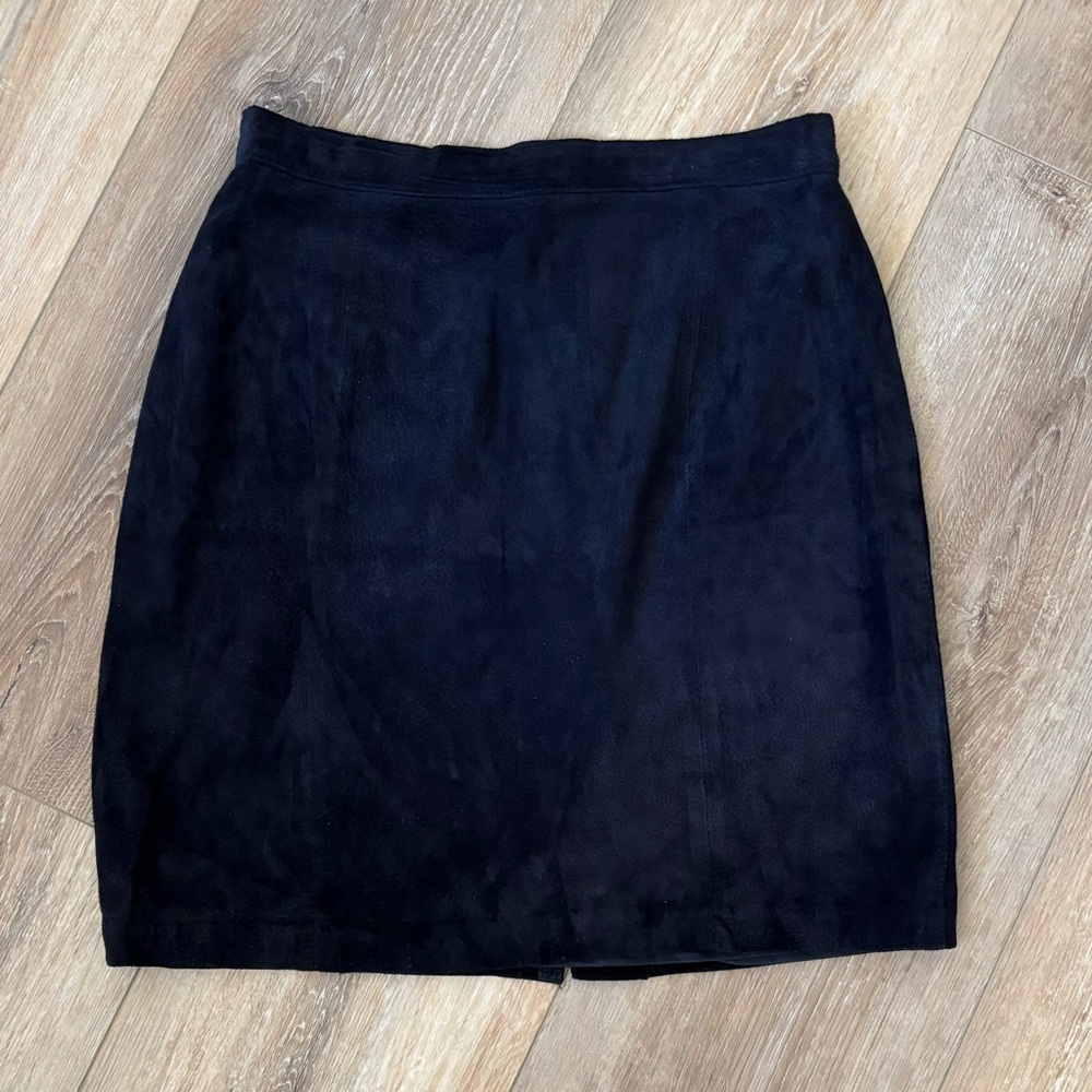 The Limited Women’s 100% Leather Black Pencil‎ Skirt Zipper Button SIZE 12 Lined